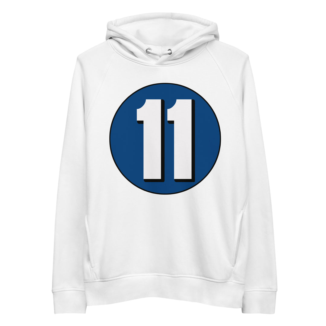 Unisex pullover hoodie: White on Navy Blue 11