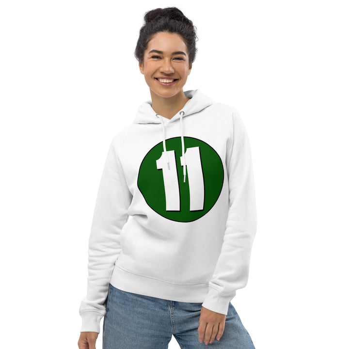 Unisex pullover hoodie: White on Hunter Green 11