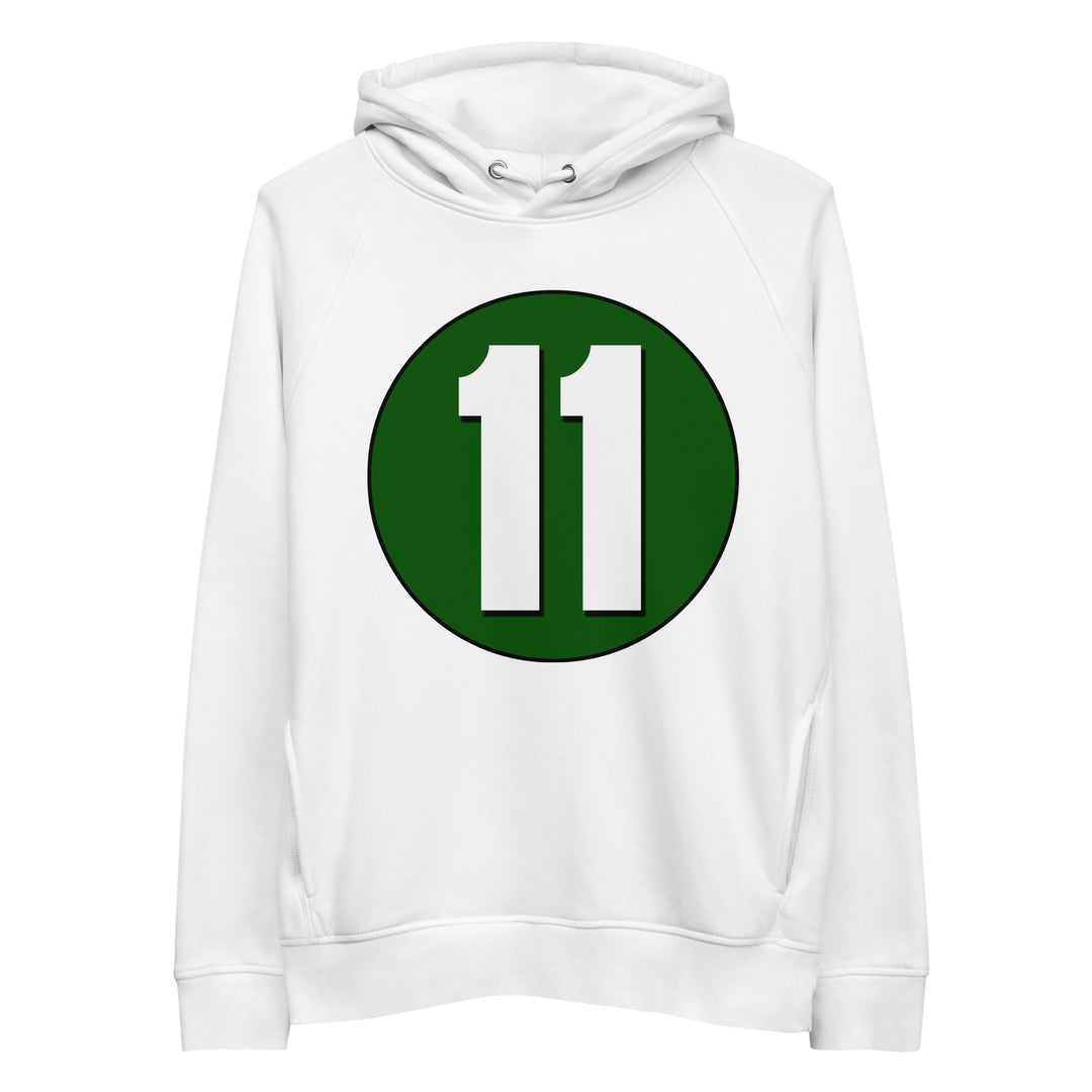 Unisex pullover hoodie: White on Hunter Green 11