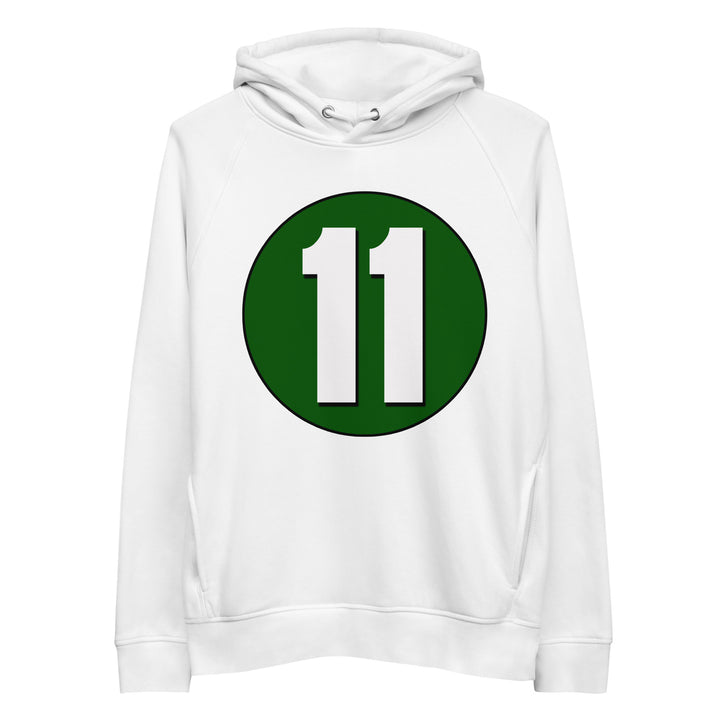 Unisex pullover hoodie: White on Hunter Green 11