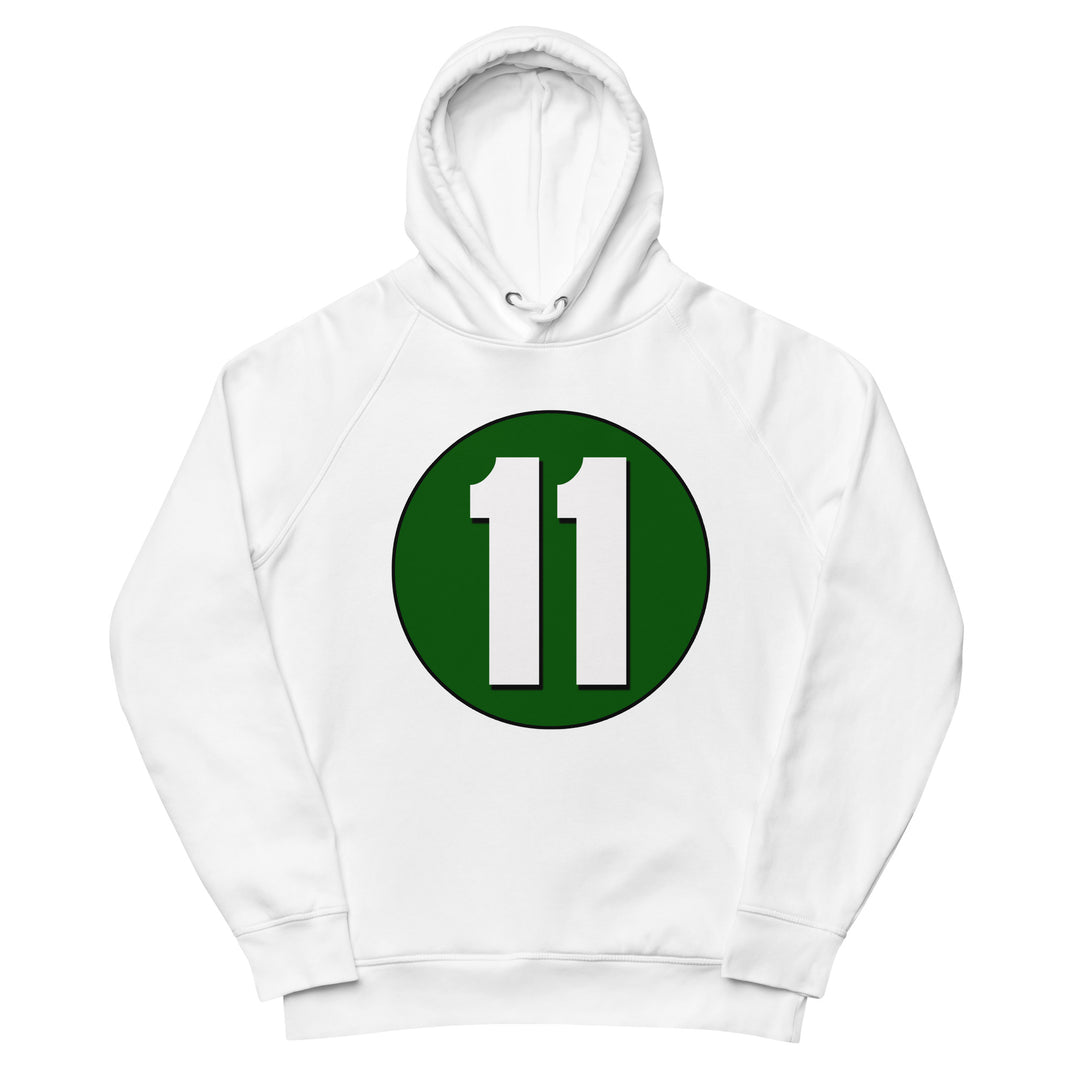 Unisex pullover hoodie: White on Hunter Green 11