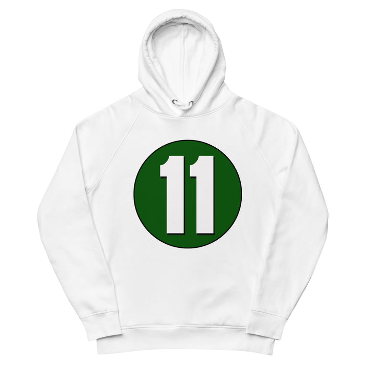 Unisex pullover hoodie: White on Hunter Green 11