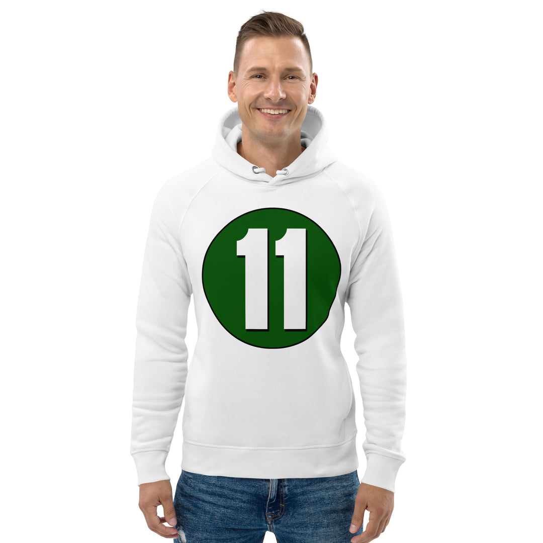 Unisex pullover hoodie: White on Hunter Green 11