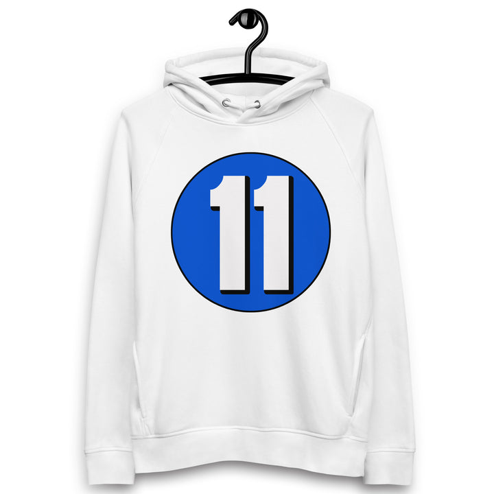 Unisex pullover hoodie: White on Periwinkle 11