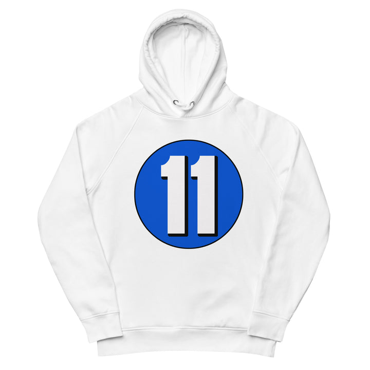 Unisex pullover hoodie: White on Periwinkle 11