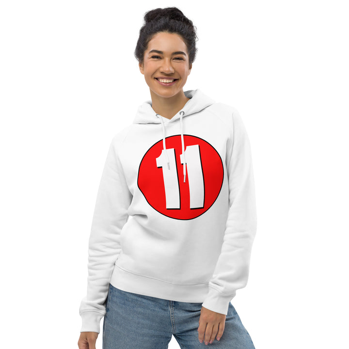 Unisex pullover hoodie: White on Red 11