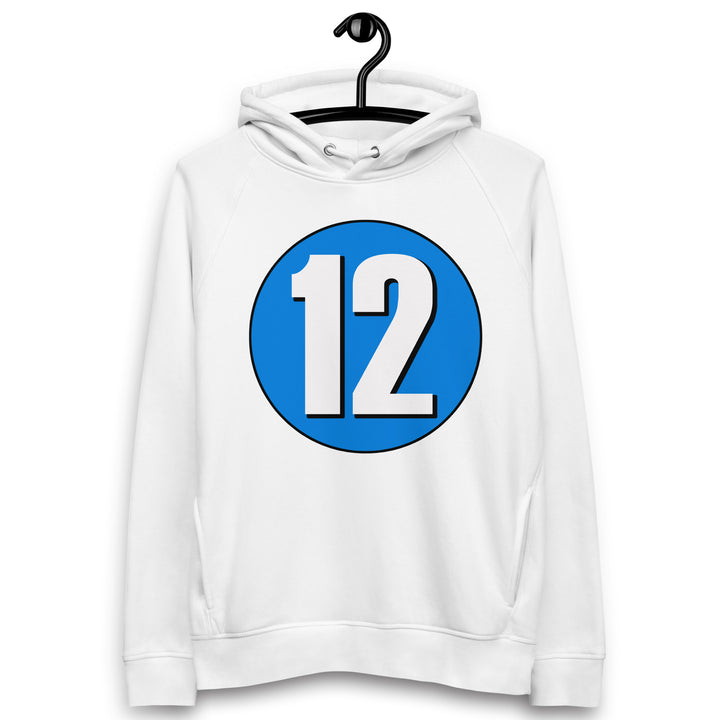 Unisex pullover hoodie: White on Blue 12