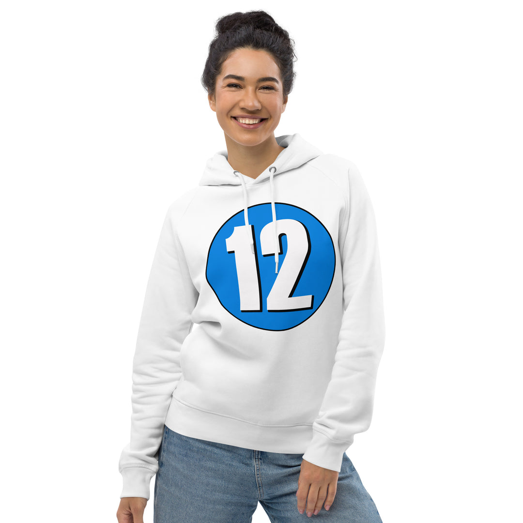 Unisex pullover hoodie: White on Blue 12