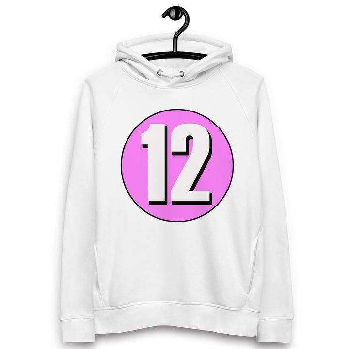 Unisex pullover hoodie: White on Pink 12