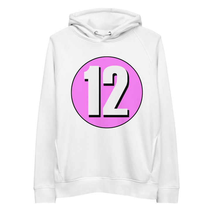 Unisex pullover hoodie: White on Pink 12