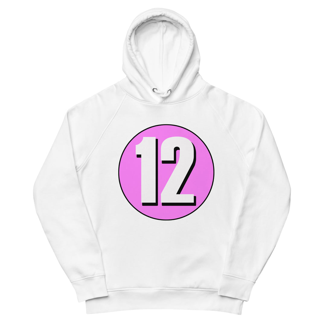 Unisex pullover hoodie: White on Pink 12