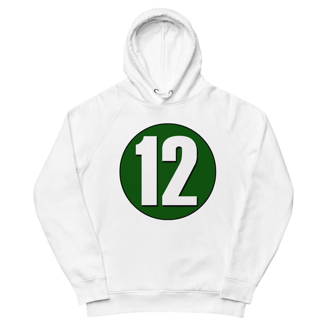 Unisex pullover hoodie: White on Hunter Green 12