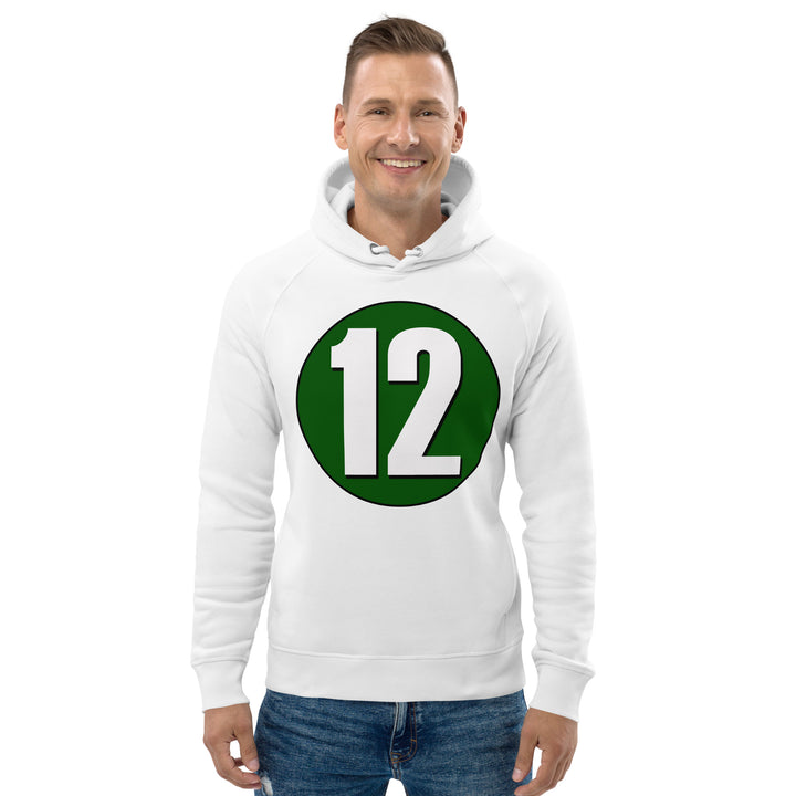 Unisex pullover hoodie: White on Hunter Green 12