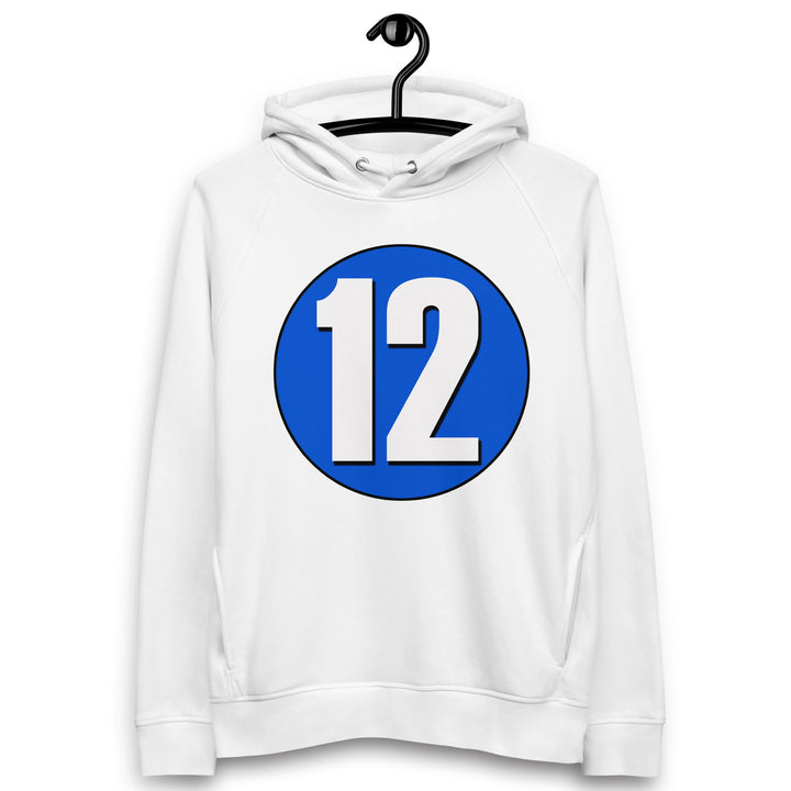 Unisex pullover hoodie: White on Periwinkle 12