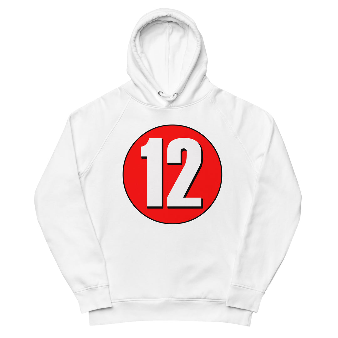 Unisex pullover hoodie: White on Red 12