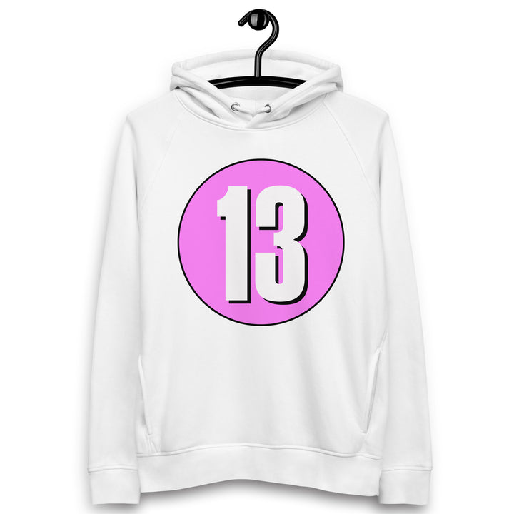 Unisex pullover hoodie: White on Pink 13