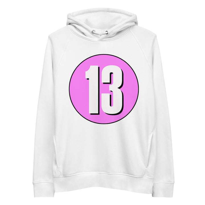 Unisex pullover hoodie: White on Pink 13