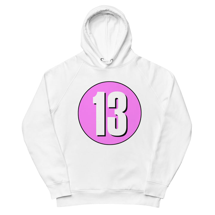 Unisex pullover hoodie: White on Pink 13