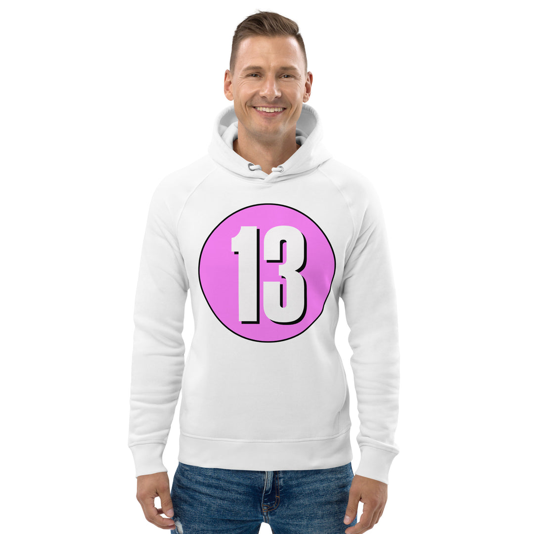 Unisex pullover hoodie: White on Pink 13