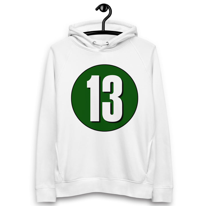 Unisex pullover hoodie: White on Hunter Green 13