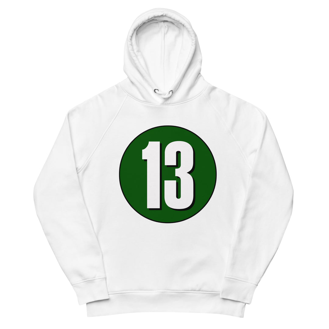 Unisex pullover hoodie: White on Hunter Green 13