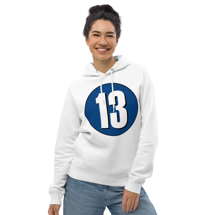 Unisex pullover hoodie: White on Navy Blue 13