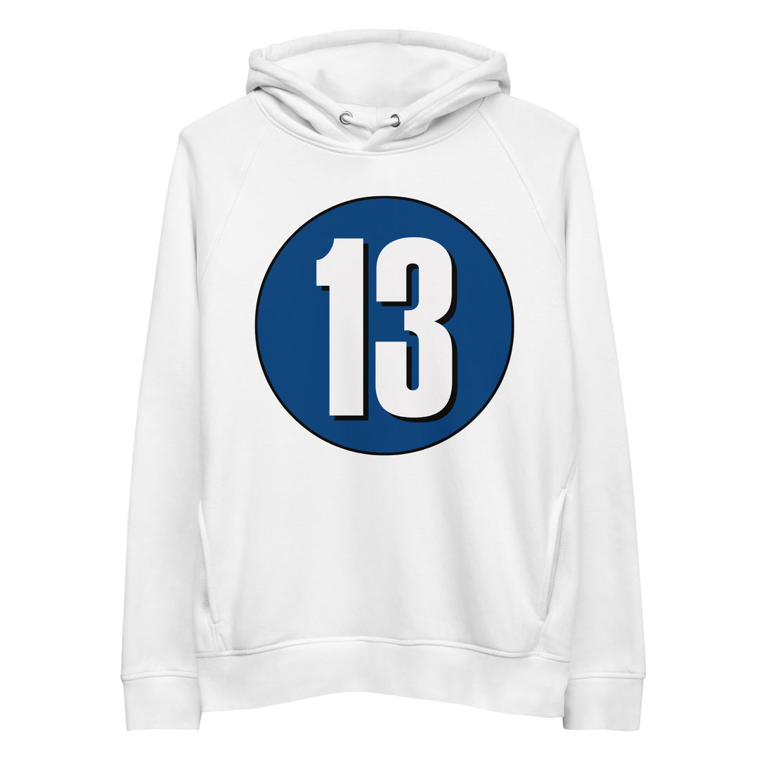 Unisex pullover hoodie: White on Navy Blue 13