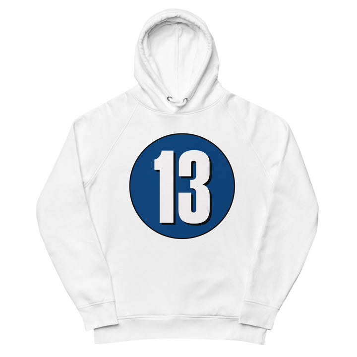 Unisex pullover hoodie: White on Navy Blue 13