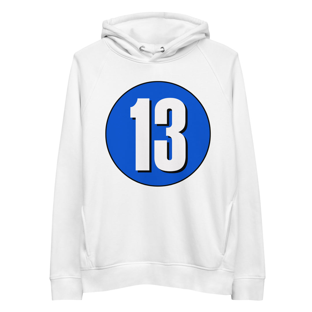 Unisex pullover hoodie: White on Periwinkle 13