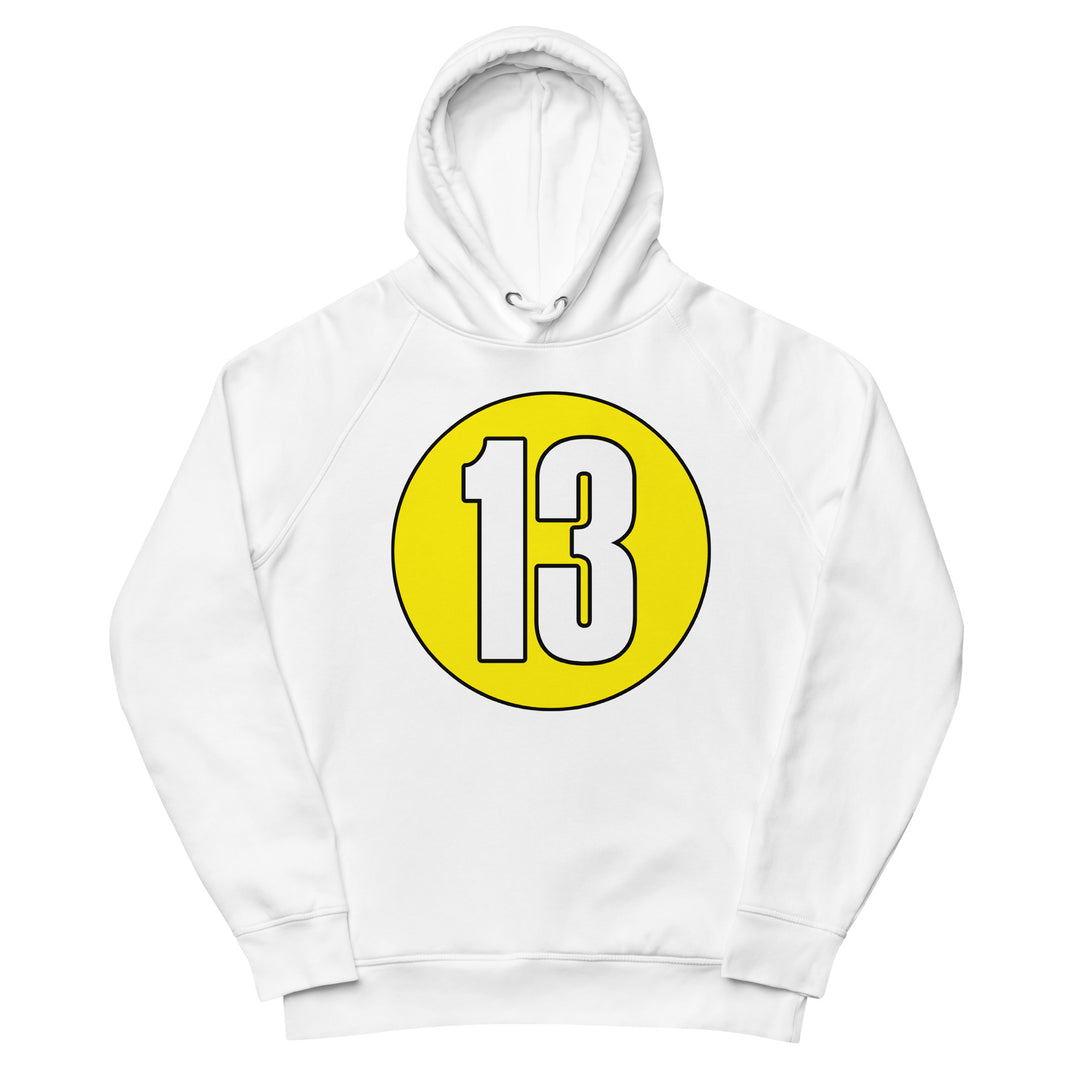 Unisex pullover hoodie: White on Yellow 13