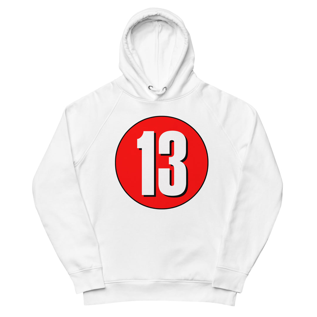 Unisex pullover hoodie: White on Red 13