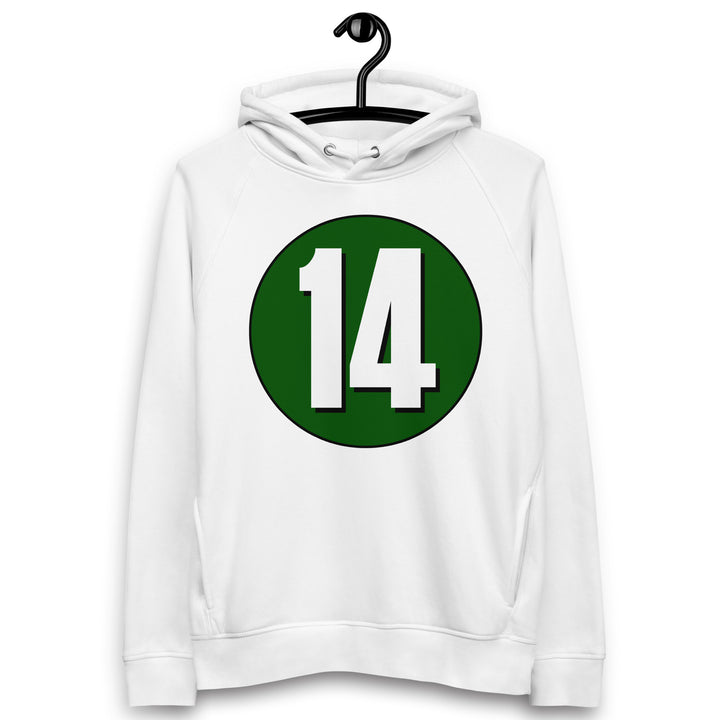 Unisex pullover hoodie: White on Hunter Green 14