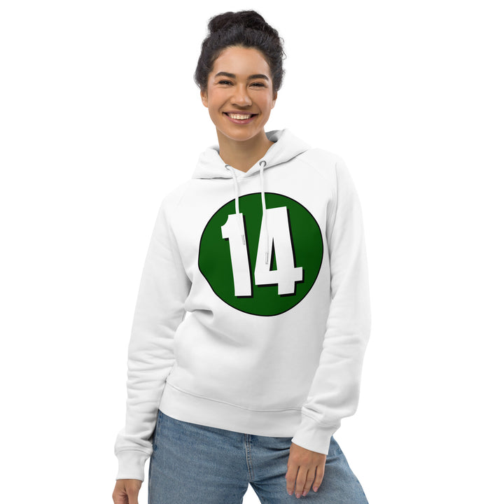 Unisex pullover hoodie: White on Hunter Green 14