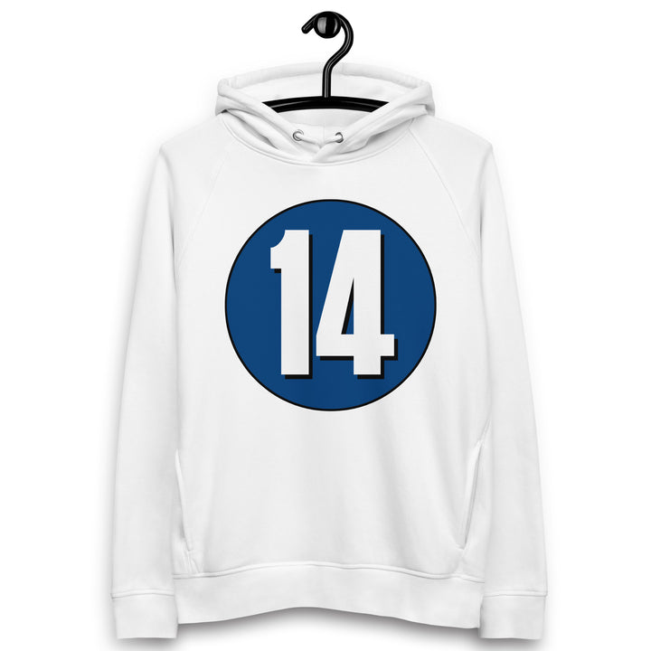 Unisex pullover hoodie: White on Navy Blue 14