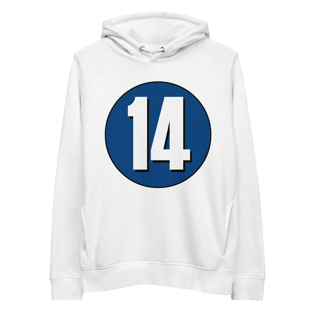 Unisex pullover hoodie: White on Navy Blue 14