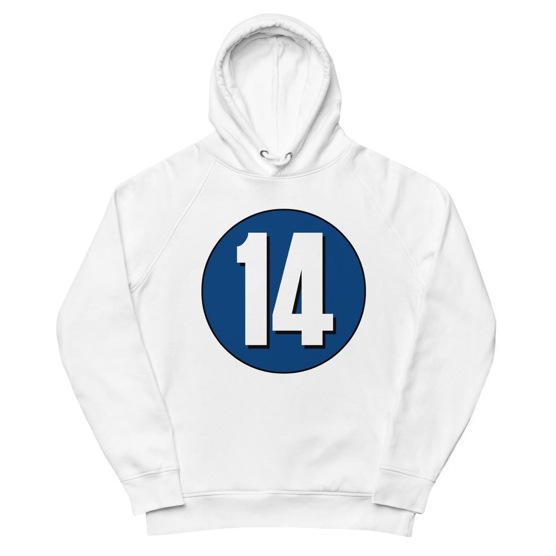 Unisex pullover hoodie: White on Navy Blue 14