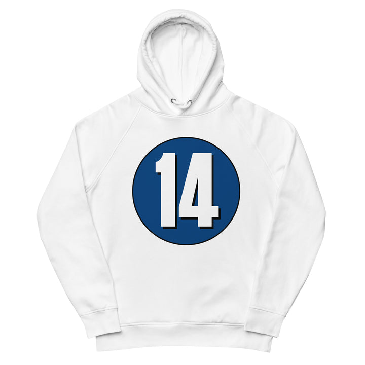 Unisex pullover hoodie: White on Navy Blue 14