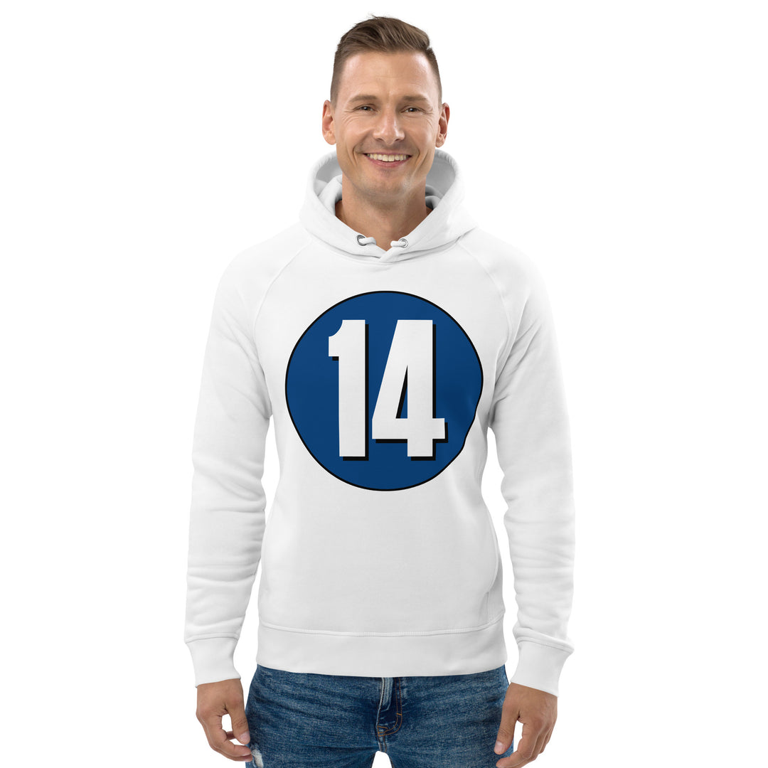 Unisex pullover hoodie: White on Navy Blue 14