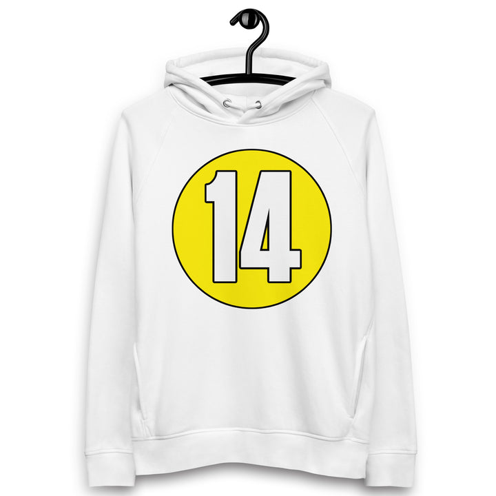 Unisex pullover hoodie: White on Yellow 14