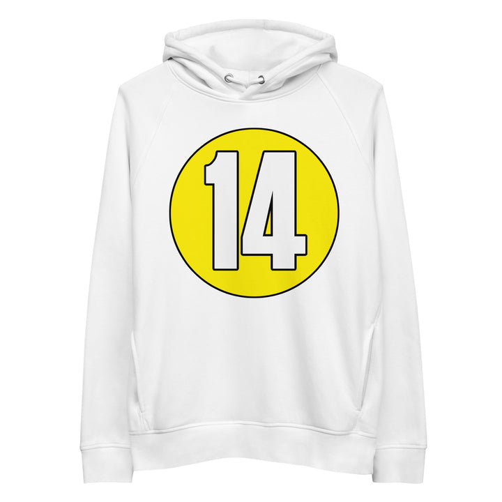 Unisex pullover hoodie: White on Yellow 14