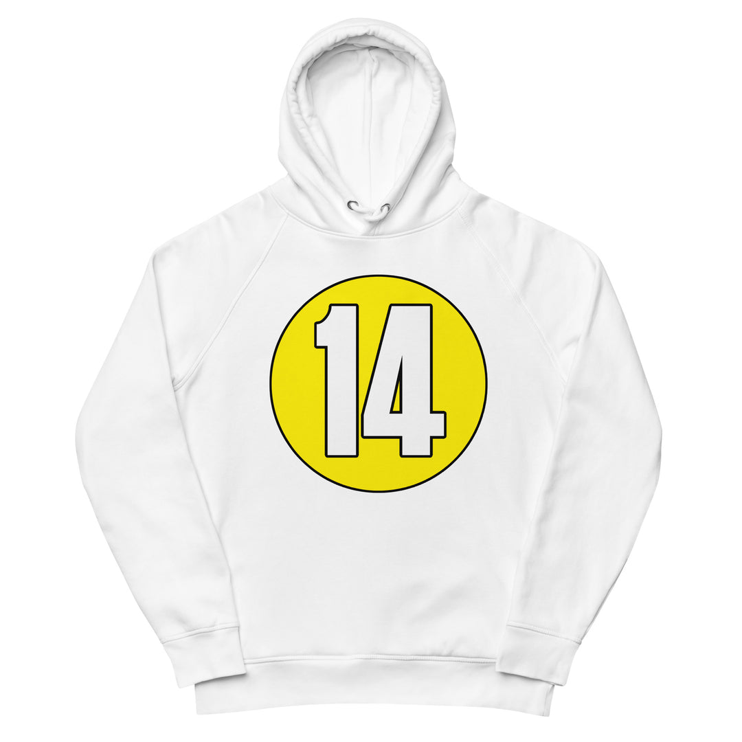 Unisex pullover hoodie: White on Yellow 14