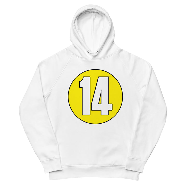 Unisex pullover hoodie: White on Yellow 14