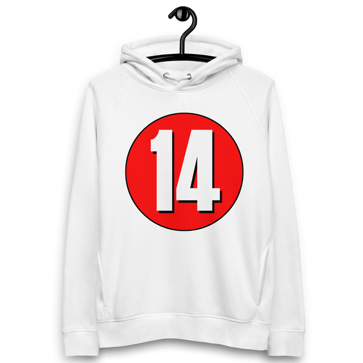 Unisex pullover hoodie: White on Red 14