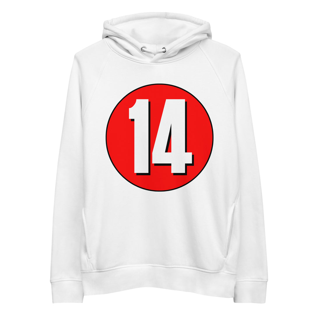 Unisex pullover hoodie: White on Red 14