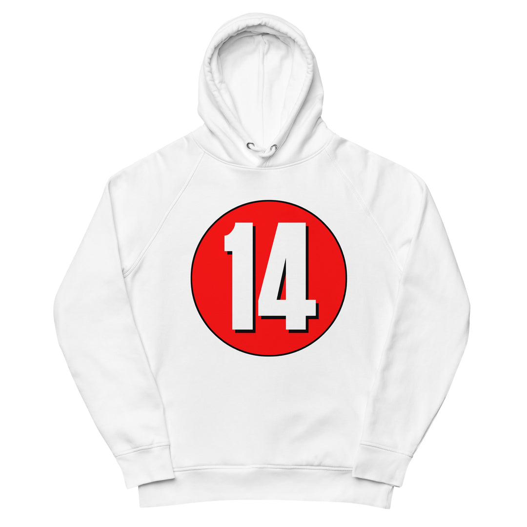 Unisex pullover hoodie: White on Red 14