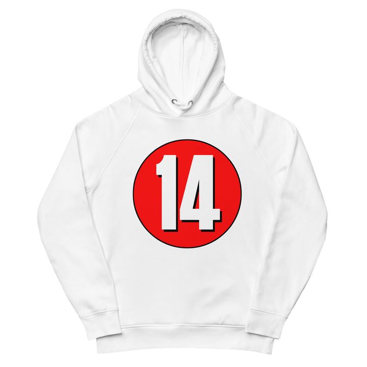 Unisex pullover hoodie: White on Red 14