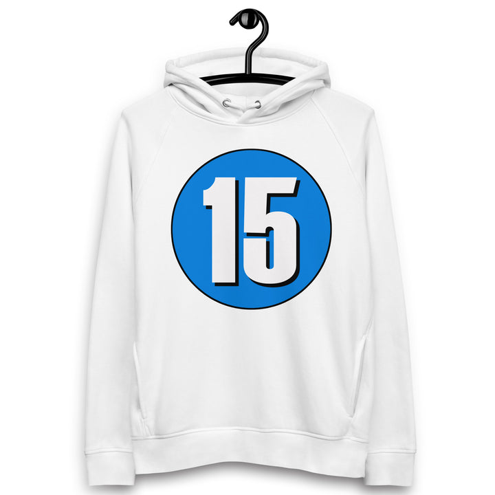 Unisex pullover hoodie: White on Blue 15