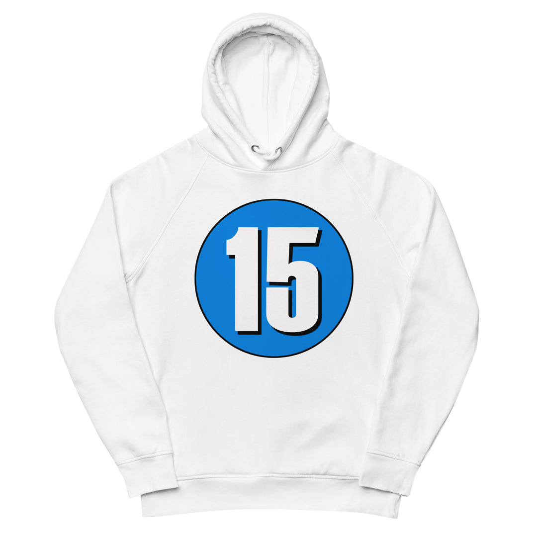 Unisex pullover hoodie: White on Blue 15