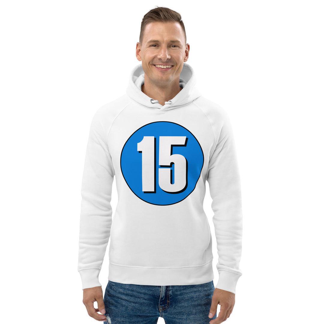 Unisex pullover hoodie: White on Blue 15