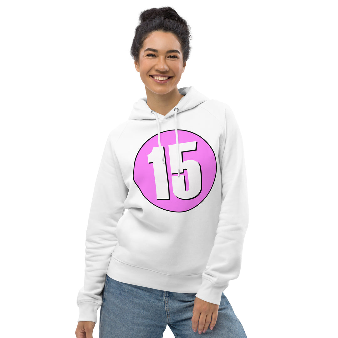 Unisex pullover hoodie: White on Pink 15